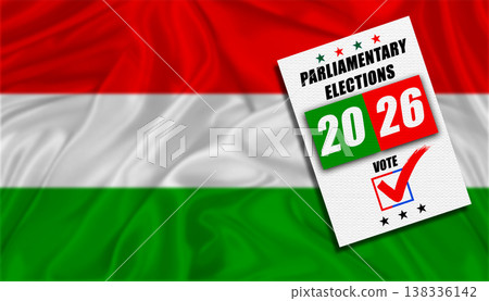 Hungary parliamentary elections with flag in the background. Hungary parliamentary vote 2026 138336142