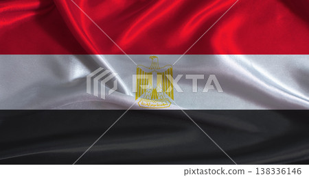 Egypt flag with cloth textured background. National flag of Egypt with realistic texture Egypt flag with cloth textured background. National flag of Egypt with realistic texture 138336146