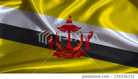 Brunei flag with cloth textured background. National flag of Brunei with realistic texture Brunei flag with cloth textured background. National flag of Brunei with realistic texture 138336152