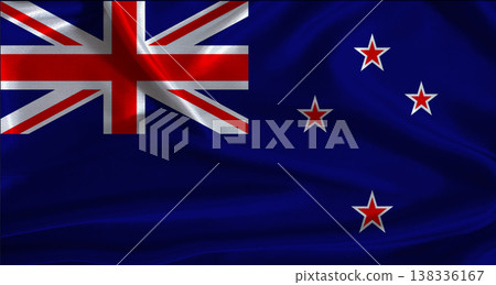 New Zealand flag with cloth textured background. National flag of New Zealand with realistic texture New Zealand flag with cloth textured background. National flag of New Zealand with realistic texture 138336167