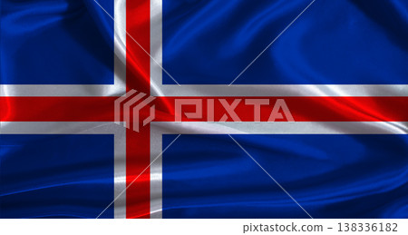 Iceland flag with cloth textured background. National flag of Iceland with realistic texture Iceland flag with cloth textured background. National flag of Iceland with realistic texture 138336182
