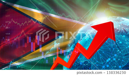 Global financial growth with Guyana flag. Financial growth with Guyana flag on economic background Global financial growth with Guyana flag. Financial growth with Guyana flag on economic background 138336230