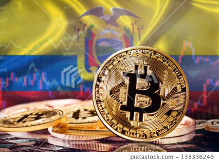 Bitcoin with Cameroonian flag in the background. Investors in cryptocurrency and Blockchain Technology in Cameroon, Concept Bitcoin with Cameroonian flag in the background. Investors in cryptocurrency and Blockchain Technology in Cameroon, Concept 138336246