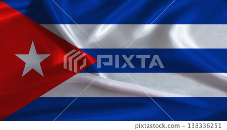 Cuba flag with cloth textured background. National flag of Cuba with realistic texture 138336251