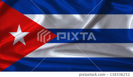 National flag of Cuba with cloth texture. Cuba flag with realistic texture background National flag of Cuba with cloth texture. Cuba flag with realistic texture background 138336252
