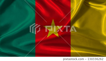 National flag of Cameroon with cloth texture. Cameroon flag with realistic texture background National flag of Cameroon with cloth texture. Cameroon flag with realistic texture background 138336262