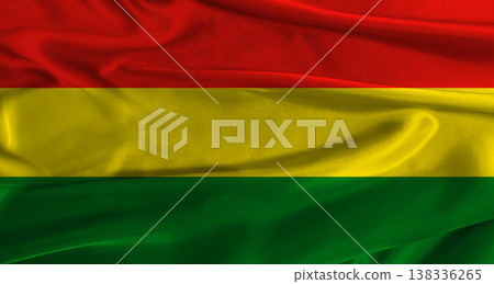 Flag of Bolivia with fabric textured background. Close up of National flag of Bolivia with realistic texture Flag of Bolivia with fabric textured background. Close up of National flag of Bolivia with realistic texture 138336265
