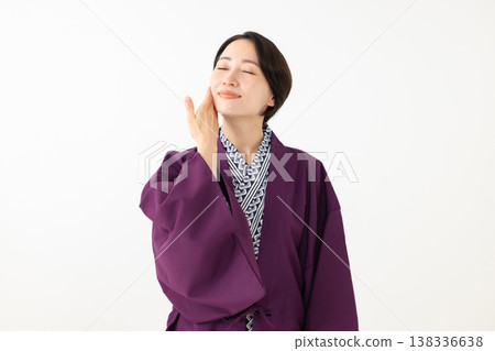 A woman who is flushed after a bath A woman who is flushed after a bath 138336638
