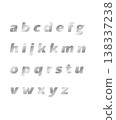 Lowercase alphabet letters with a silver foil-stamped white border. 138337238