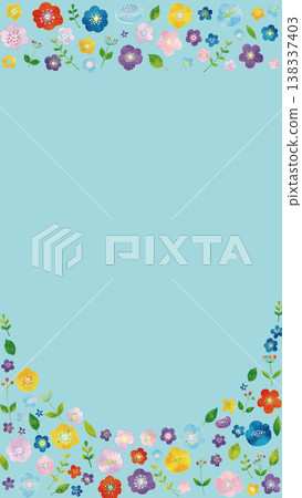 可愛的北歐風格水彩畫框,上面畫著銀蓮花、小花和樹葉(9:16) 可愛的北歐風格水彩畫框,上面畫著銀蓮花、小花和樹葉(9:16) 138337403