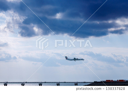 View of planes landing at Naha Airport from Senaga Island View of planes landing at Naha Airport from Senaga Island 138337828