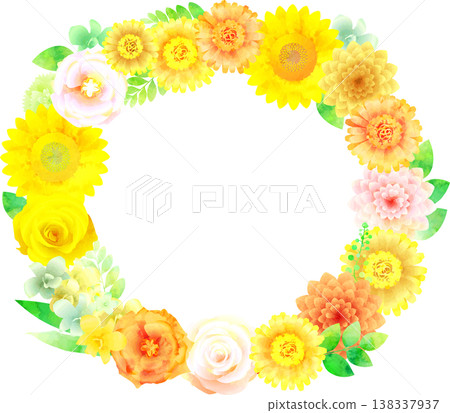 Floral frame, yellow tones, circular Floral frame, yellow tones, circular 138337937