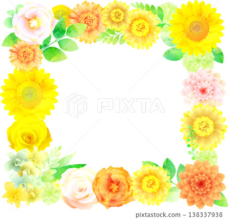 Floral frame, yellow tones, square Floral frame, yellow tones, square 138337938