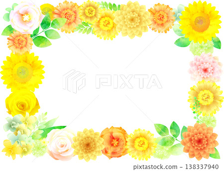 Floral frame, yellow tones, rectangular. Floral frame, yellow tones, rectangular. 138337940