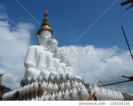 Oct 21 2016, Phetchboon Thailand, White statue temple mountain, green valley, blue sky scene 138338130
