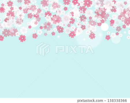 背景插畫：藍天下閃耀的櫻花 138338366