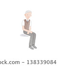 An illustration of an old man anxiously waiting to be called. 138339084