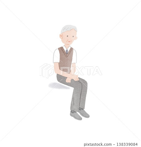 一幅描繪一位老人焦急等待被叫的插圖。 138339084