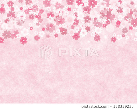 Cherry blossom petals drawn on pink Japanese paper 138339233
