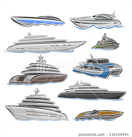 Vector Yacht and Boats set Vector Yacht and Boats set 138339441