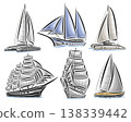Vector Sailing Ship Set 138339442