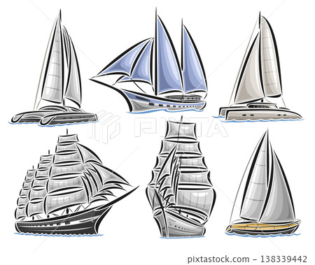 Vector Sailing Ship Set Vector Sailing Ship Set 138339442