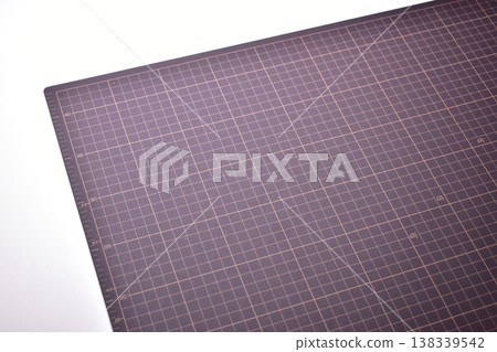 black cutting mat board on white background with line and scale measure guide pattern for art design 138339542