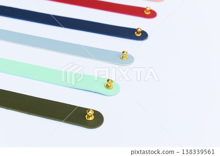pastel colorful leather strap isolated on white background 138339561