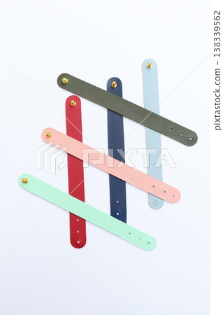 pastel colorful leather strap isolated on white background 138339562