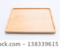 brown wooden tray isolated on white background 138339615