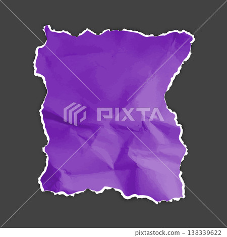 A bright purple piece of torn paper with a realistic crumpled texture and jagged edges. A bright purple piece of torn paper with a realistic crumpled texture and jagged edges. 138339622