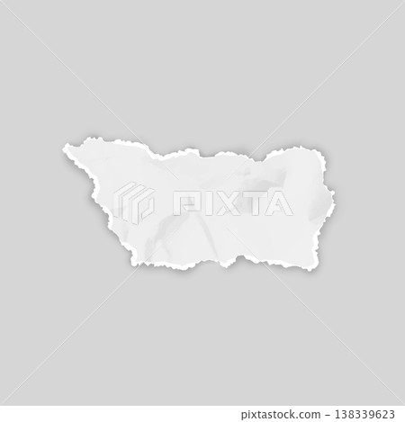 White crumpled torn paper piece, vector torn sheet, wrinkled page scrap of paper fragment with ripped edges White crumpled torn paper piece, vector torn sheet, wrinkled page scrap of paper fragment with ripped edges 138339623