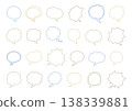 A set of hand-drawn speech bubbles in various shapes such as simple, fluffy, and jagged, in natural colors (with transparent backgrounds). 138339881