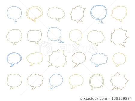 A set of hand-drawn speech bubbles in various shapes and natural colors, including simple, fluffy, and jagged designs (with backgrounds). A set of hand-drawn speech bubbles in various shapes and natural colors, including simple, fluffy, and jagged designs (with backgrounds). 138339884