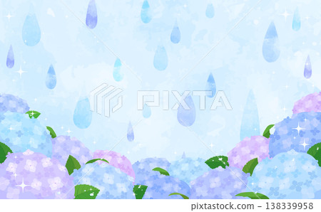 色彩繽紛的繡球花和雨框 1_水平 色彩繽紛的繡球花和雨框 1_水平 138339958