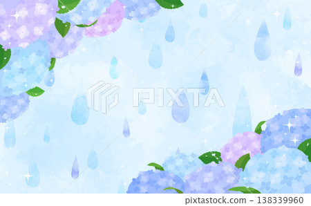 Colorful hydrangeas and rain frame 2_horizontal Colorful hydrangeas and rain frame 2_horizontal 138339960