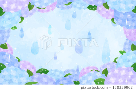 色彩繽紛的繡球花和雨框 3_水平 138339962