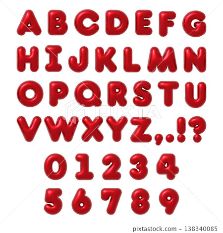 Cute alphabet and number letter balloon set (red) Cute alphabet and number letter balloon set (red) 138340085