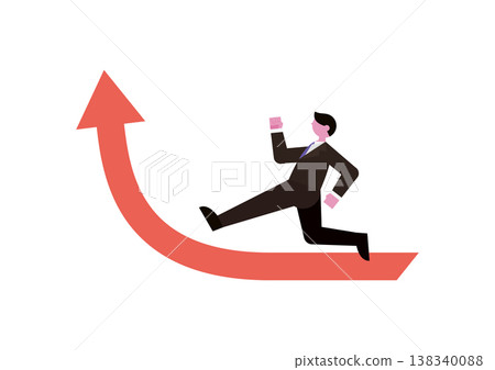 Vector illustration of an upward-pointing arrow and a businessman. Vector illustration of an upward-pointing arrow and a businessman. 138340088