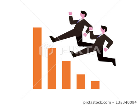 Vector illustration of an upward-sloping graph and businessmen. Vector illustration of an upward-sloping graph and businessmen. 138340094