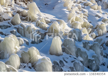 Icicles on the rocks 138340354