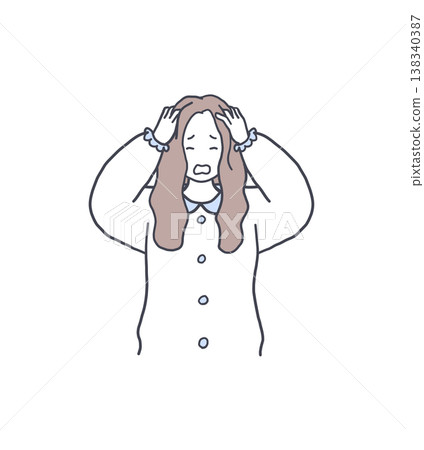 Illustration material of a woman holding her head 138340387