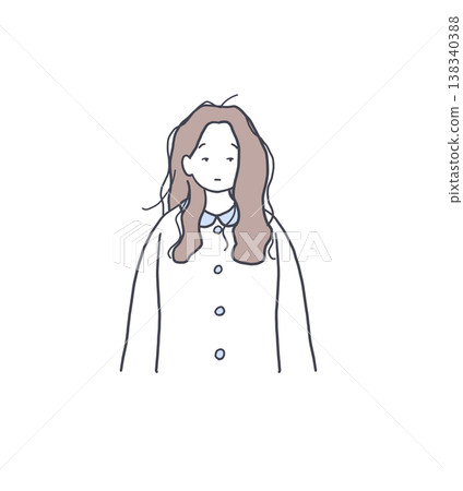 Illustration of a woman with messy hair and no motivation. Illustration of a woman with messy hair and no motivation. 138340388
