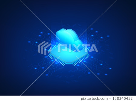 Cloud technology background Below is the microchip connected to the technology circuit It shows the management of the cloud system with artificial intelligence helping. provide data collection Cloud technology background Below is the microchip connected to the technology circuit It shows the management of the cloud system with artificial intelligence helping. provide data collection 138340432