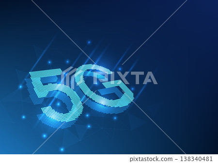 Telecommunications technology The 5G signal behind it is an interconnected network with lights, demonstrating the development of advanced communication networks to distribute signals across the world. 138340481