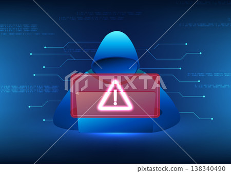 Technology background Hackers who are stealing data through computers Along with an alert, on the back is a number code along with a technological circuit. Technology background Hackers who are stealing data through computers Along with an alert, on the back is a number code along with a technological circuit. 138340490