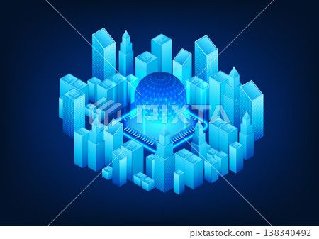 Smart city technology has a processor chip in the middle of the city. A smart city is a city that uses technology to help manage the living and economic environment of the city. Smart city technology has a processor chip in the middle of the city. A smart city is a city that uses technology to help manage the living and economic environment of the city. 138340492