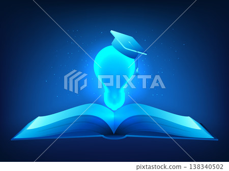 modern educational technology Book with light bulb and graduation cap It represents modern education, finding ideas, combining with technology. online learning modern educational technology Book with light bulb and graduation cap It represents modern education, finding ideas, combining with technology. online learning 138340502