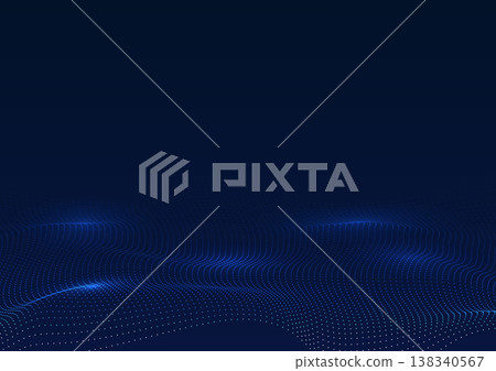Abstract background technology. Layered flowing point particle waves. Represents the huge amount of data being processed by cyber technology. Illustration, Vector 138340567