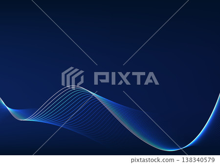 Abstract background technology. Layered flowing particle waves. Represents the overlapping of data being processed by cyber technology. Illustration, Vector. 138340579
